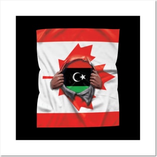 Libya Flag Canadian Flag Ripped - Gift for Libyan From Libya Posters and Art